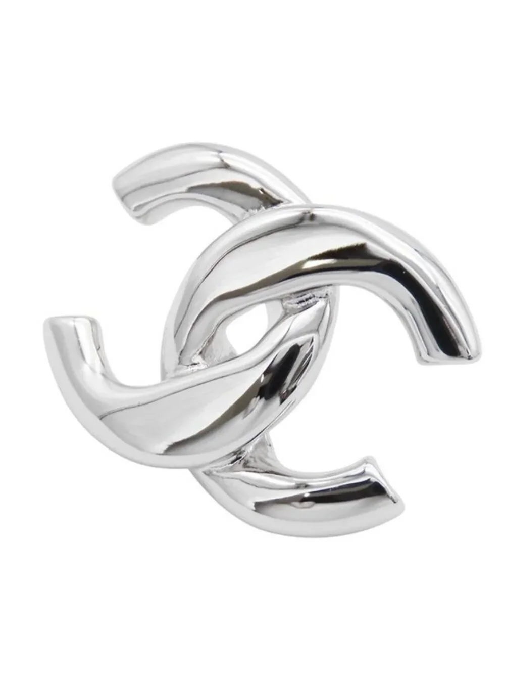 Chanel Earrings Silver Metal CC Logo